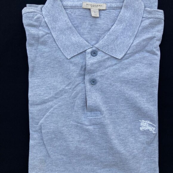Burberry Brit Men Short Sleeve Polo Light Grey Cotton Pique Polo Shirt XL - Picture 8 of 13